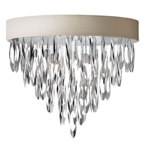 Polished Chrome Four-Light Flush Mount Chandelier with Pebble Shade