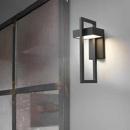 Rectangular Minimalist LED Waterproof Black Modern Outdoor Wall Lamp