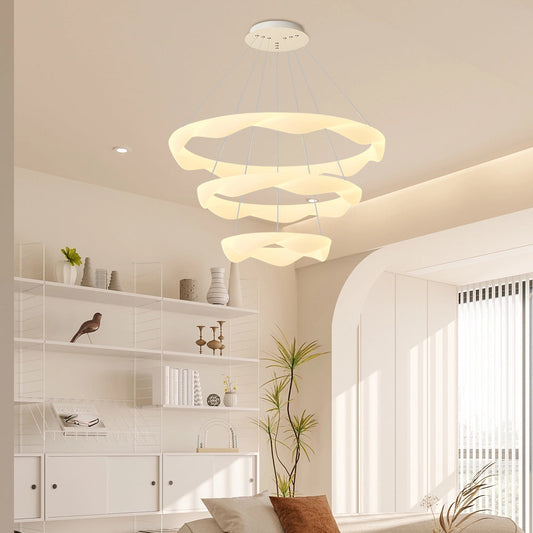 Creative Cream Style Designer Rings 3 Step Dimming Modern Chandelier