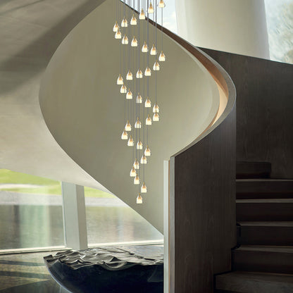 Creative Crystal Shade Three Step Dimming Nordic Staircase Chandelier