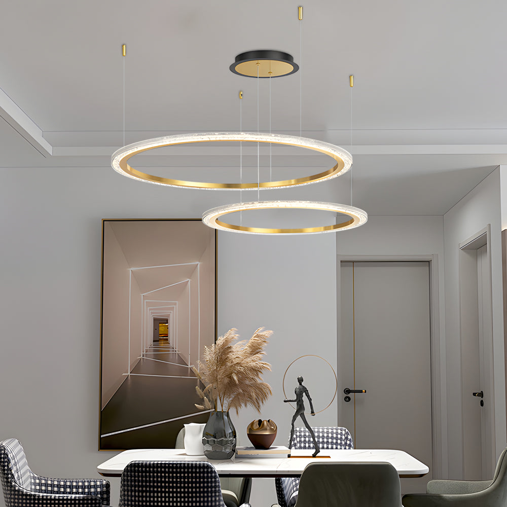 Simple Circular Rings Luxury Three Step Dimming Nordic Ceiling Light Fixture