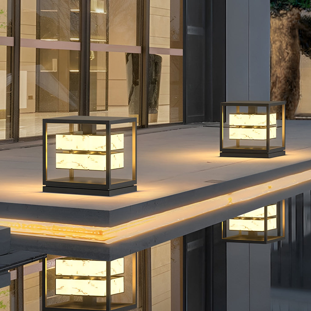 Square LED Waterproof Modern Solar Deck Post Lights Pillar Light Post Caps Lights