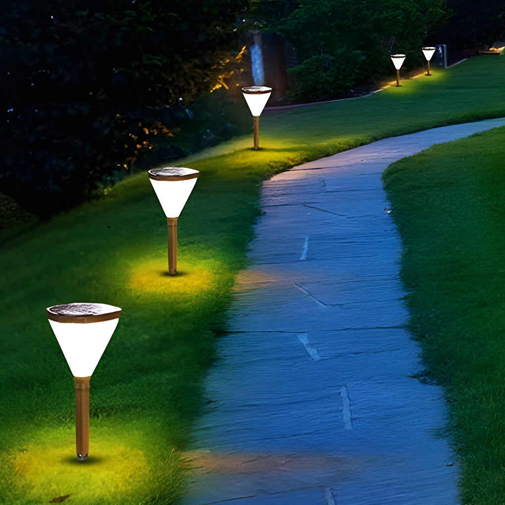 Geometric Waterproof LED Black Modern Solar Powered Pathway Post Lights