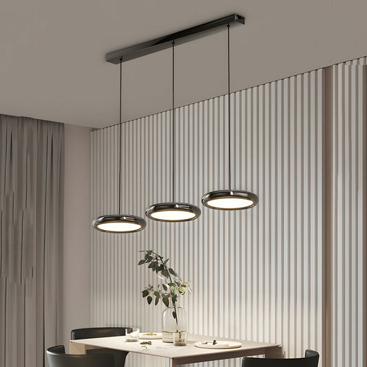 Modern 1/3-Light Black/chrome Round Metallic LED Pendant Light