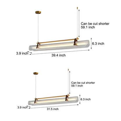 Acrylic Nami Linear Pendant Island Light with Adjustable Hanging Length