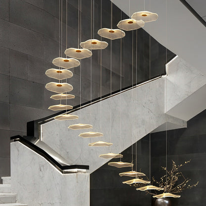 Small Acrylic Lotus Leaves LED Creative Modern Staircase Chandelier