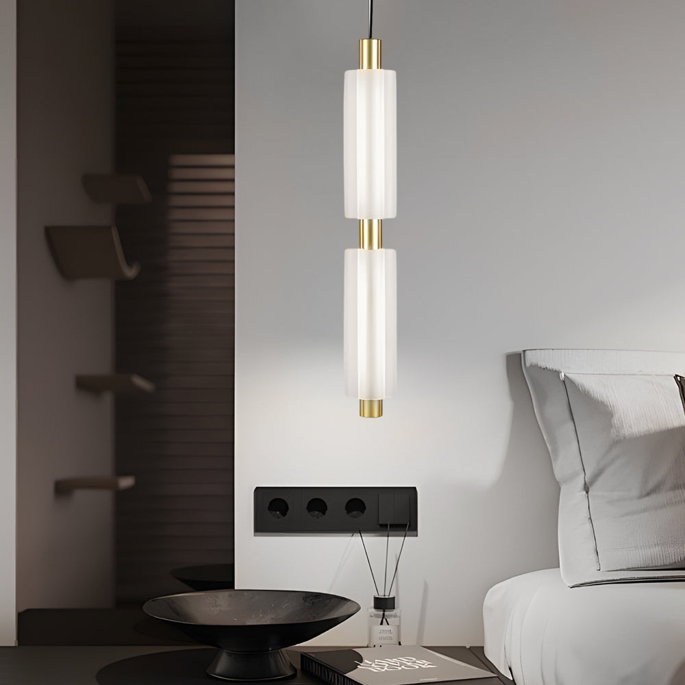 1/2/3 Heads Acrylic Cylinder Pendant Lights: Modern Hanging Lamp in Gold/Black