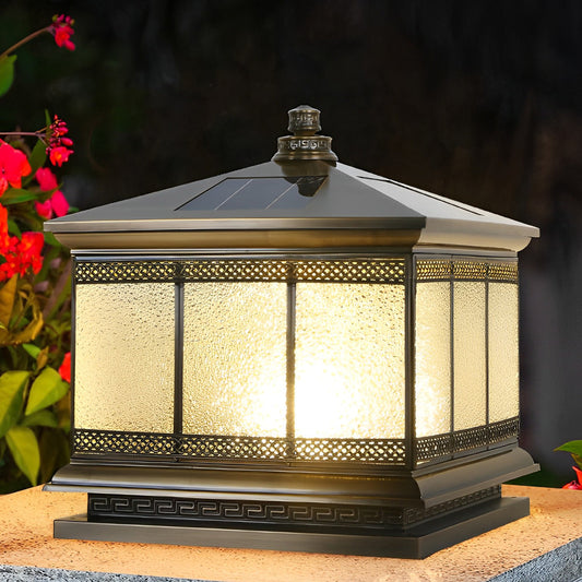 Intelligent Four Step Dimming Waterproof Retro Solar Fence Post Lights