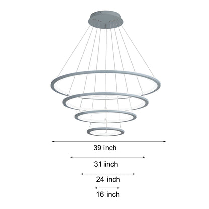 4 Rings Chandelier Light LED Mid-century Chandeliers with Remote