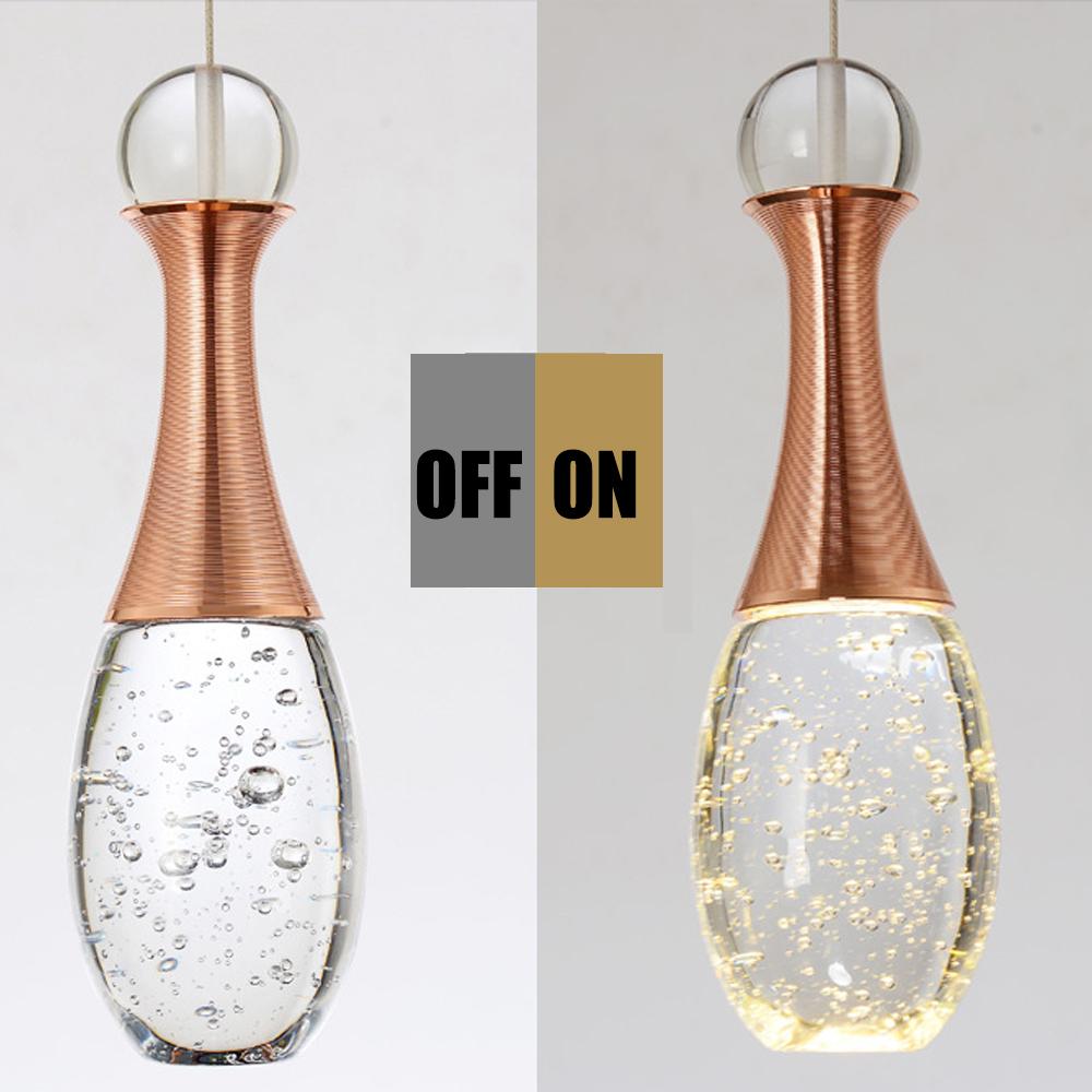 Mini Crystal Electroplated Metal LED Modern Pendant Light Hanging Lamp