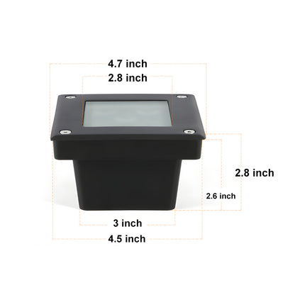 5-Light LED Modern Square In-Ground Well Lights Step Deck Lighting with Light Sensor for Pathways