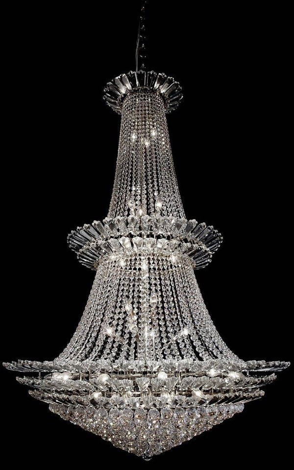 48 light polished chrome crystal chandelier dressed with 25% full lead crystals