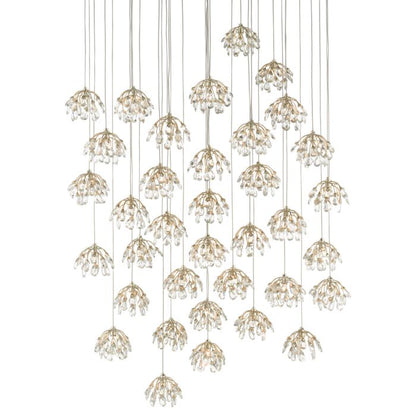 Crystal 36-Light 3Pendant in Crystal with Contemporary Silver Leaf