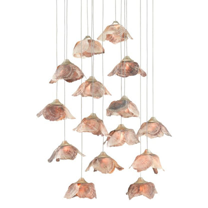 Catrice 15-Light 1Pendant in Natural Shell with Contemporary Silver Leaf