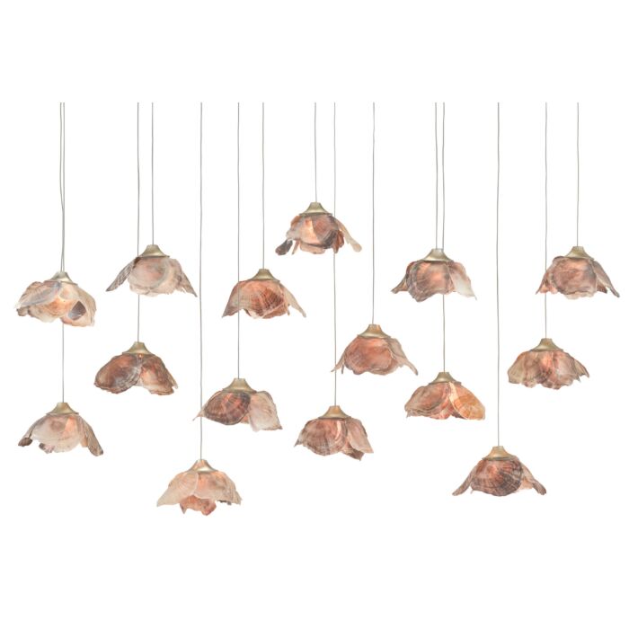 Catrice 15-Light 1Pendant in Natural Shell with Contemporary Silver Leaf