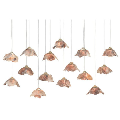 Catrice 15-Light 1Pendant in Natural Shell with Contemporary Silver Leaf