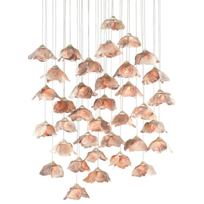 Catrice 36-Light 3Pendant in Natural Shell with Contemporary Silver Leaf