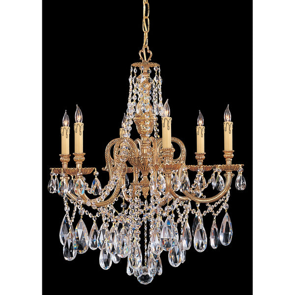 Ornate Cast Brass Six-Light Chandelier with