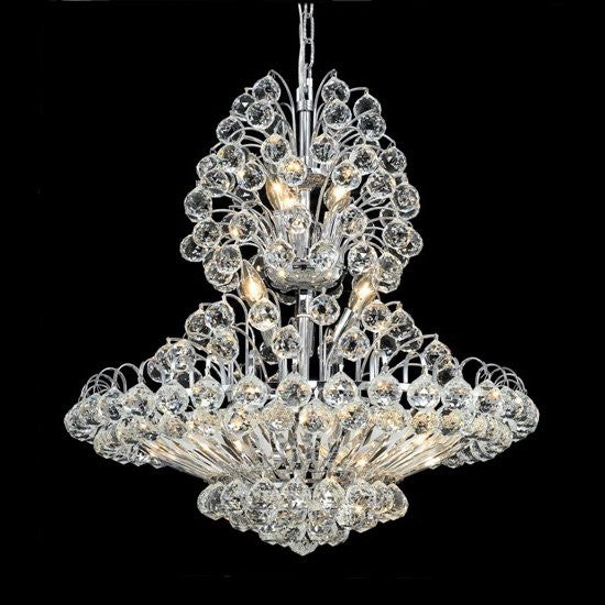 Polished chrome 14 Light crystal Chandelier dressed with crystal ball