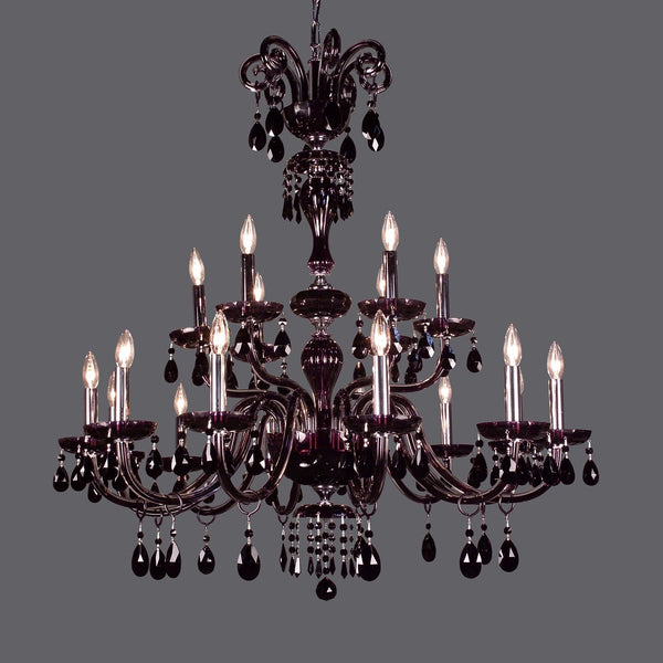 18 Light black traditional crystal Chandelier dressed with black crystals