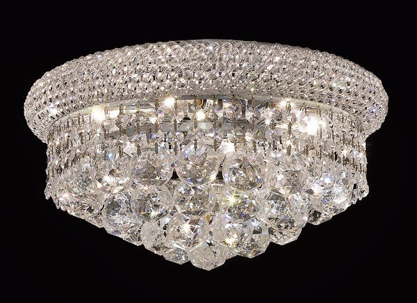 6 light crystal flush mount ceiling light with polished chrome