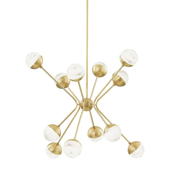 Saratoga 12-Light LED Chandelier in Aged Brass