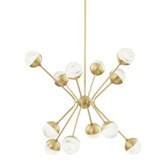 Saratoga 12-Light LED Chandelier in Aged Brass