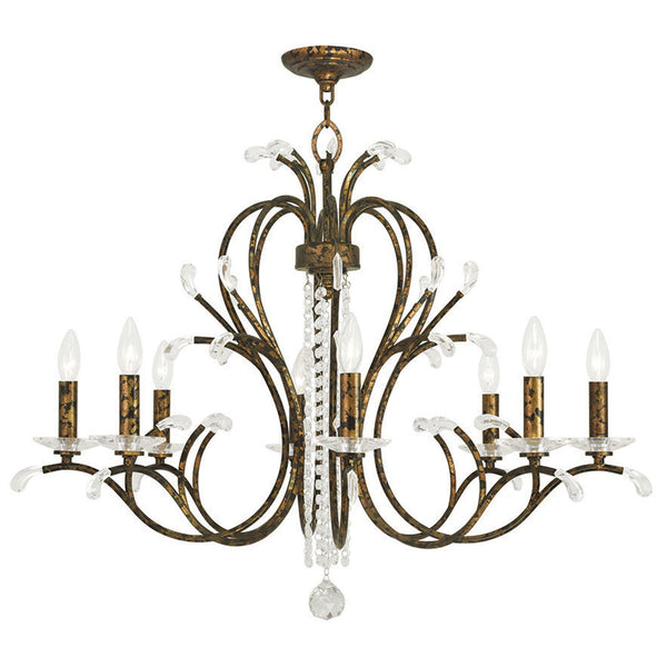 Hand Applied Venetian Golden Bronze 33-Inch Eight-Light Chandelier