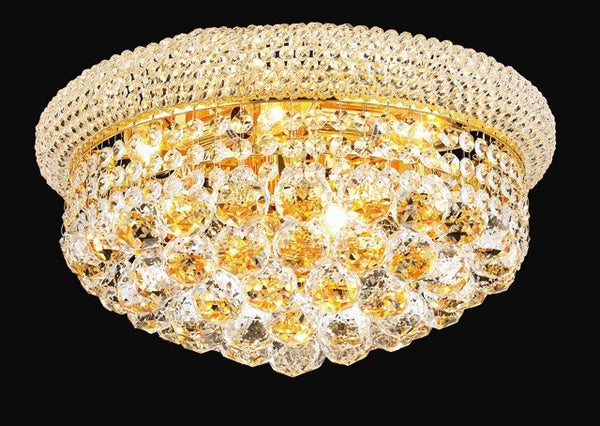 8 light crystal flush mount ceiling light dressed with crystal ball with gold finish