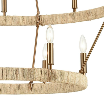 Abaca 14-Light Chandelier in Satin Brass