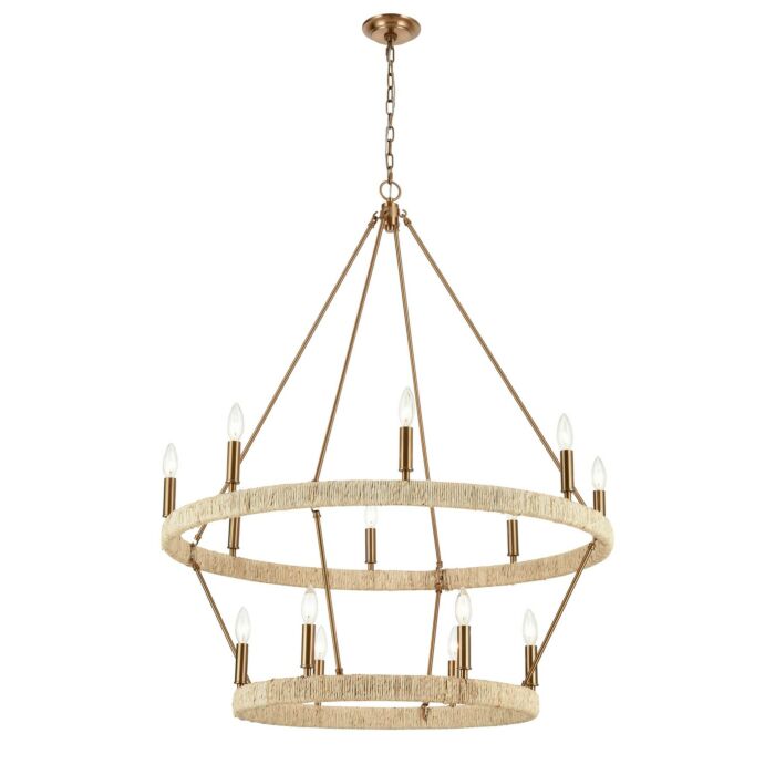 Abaca 14-Light Chandelier in Satin Brass