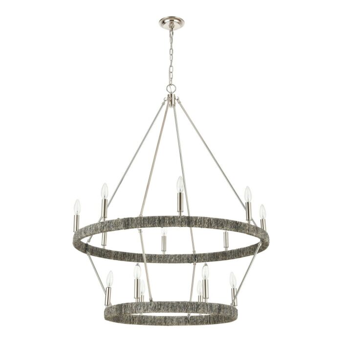 Abaca 14-Light Chandelier in Polished Nickel