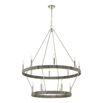 Abaca 14-Light Chandelier in Polished Nickel