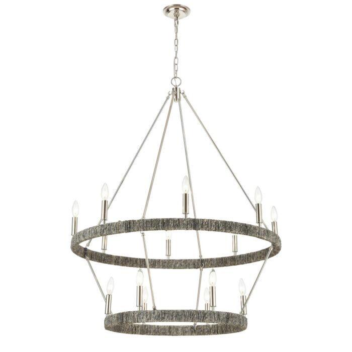 Abaca 14-Light Chandelier in Polished Nickel