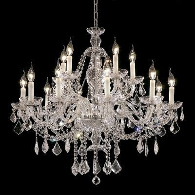 Polished chrome 12 Light Bohemian  crystal Chandelier