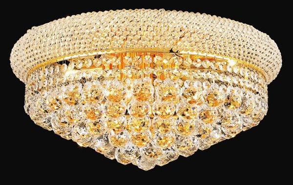 10 light crystal flush mount ceiling light dressed with crystal balls with gold finish