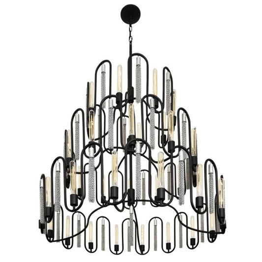 Darden 36-Light 3Chandelier in Matte Black with Painted Chrome