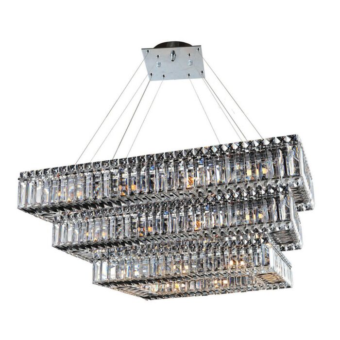 Baguette 34-Light 3Pendant in Chrome