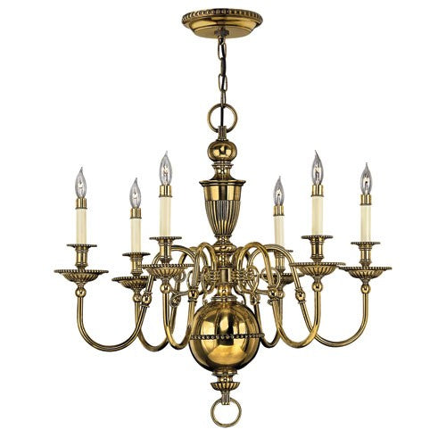 Burnished Brass Six-Light Chandelier