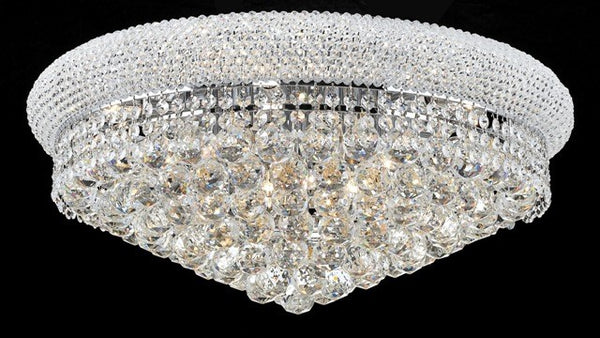 12 light crystal flush mount ceiling light dressed with crystal ball with polished chrome