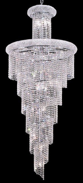 28 Light Spiral Crystal Chandelier chrome plated