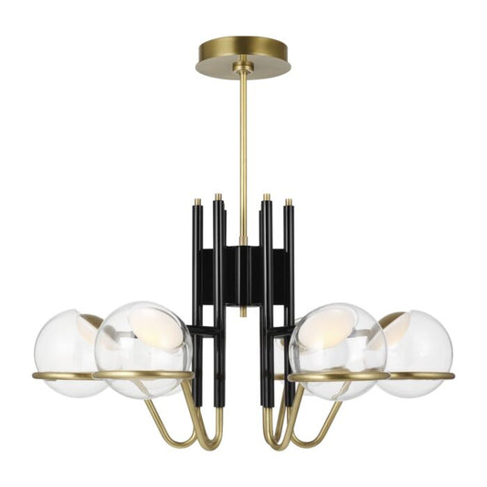 Crosby 6-Light LED Chandelier in Glossy Black with Natural Brass