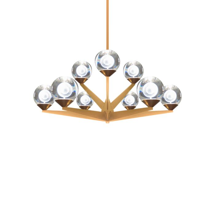 Double Bubble 9-Light LED Chandelier in Aged Brass