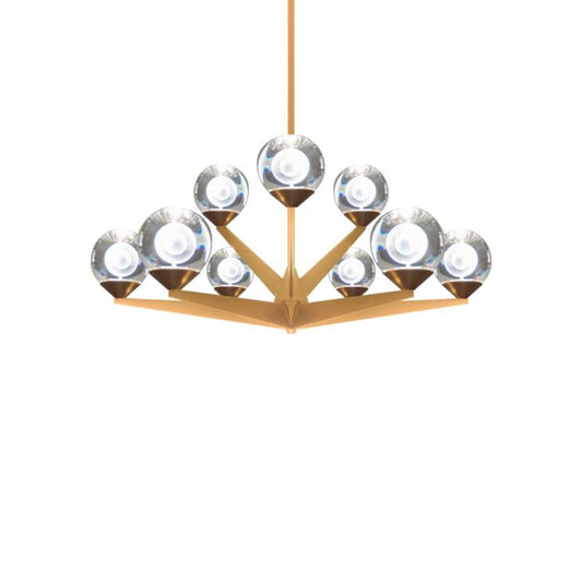 Double Bubble 9-Light LED Chandelier in Aged Brass