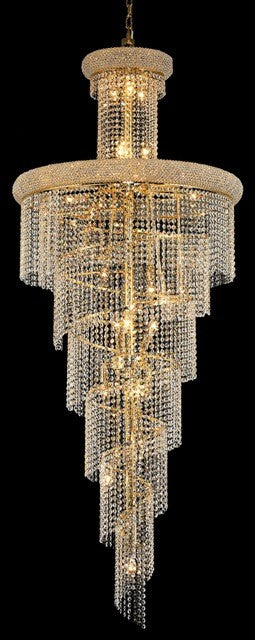 28 Light Spiral Crystal Chandelier gold plated