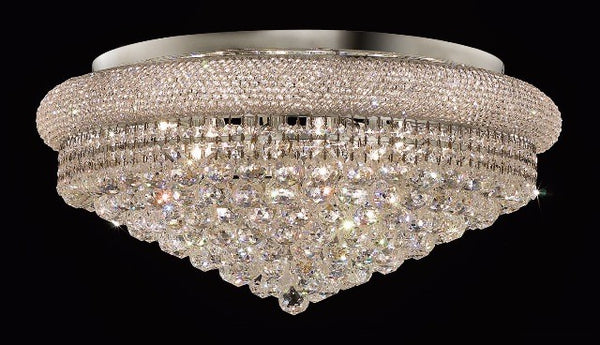 15 light polished chrome crystal flush mount ceiling light dressed with crystal balls