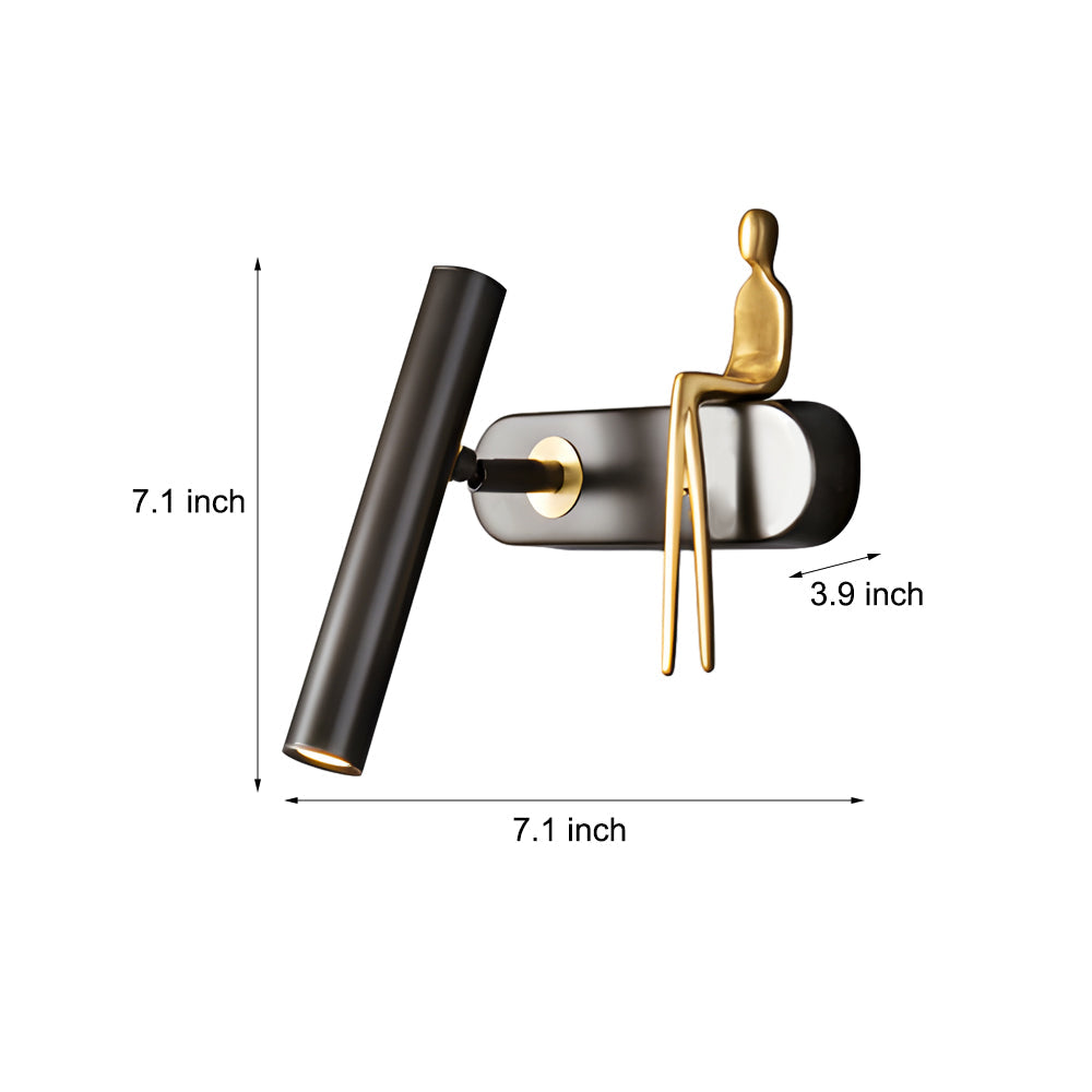 Brass Villain Wall Lamp - 1-Light Slender Adjustable LED Wall Spotlight