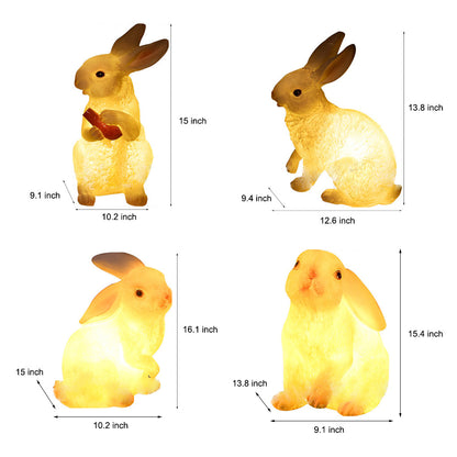 Resin Fiberglass Rabbits Creative Waterproof White Modern Garden Lights