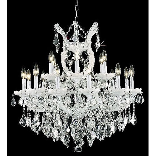 White Twenty-Four Light Chandelier with Clear Royal Cut Crystals