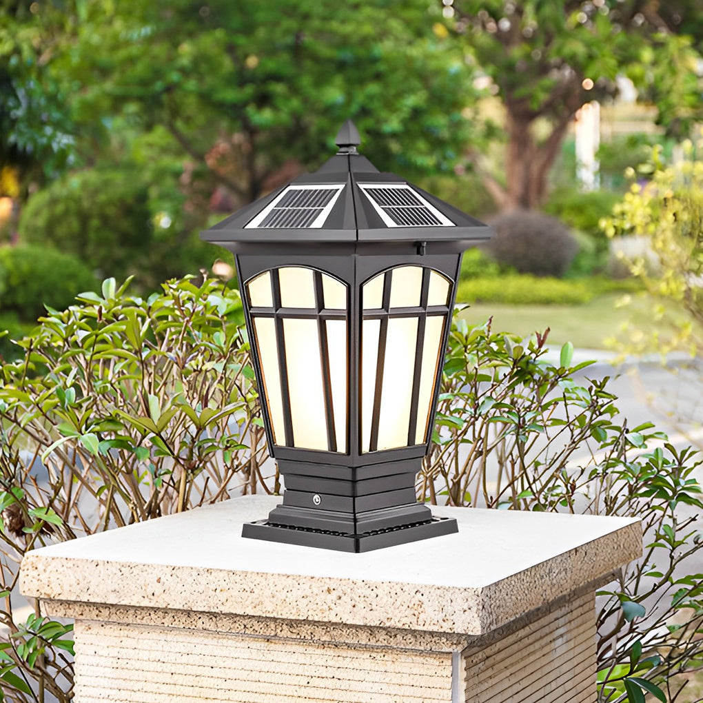 Waterproof Aluminum LED Brown Retro Solar Solar Post Cap Lights Pillar Lamp